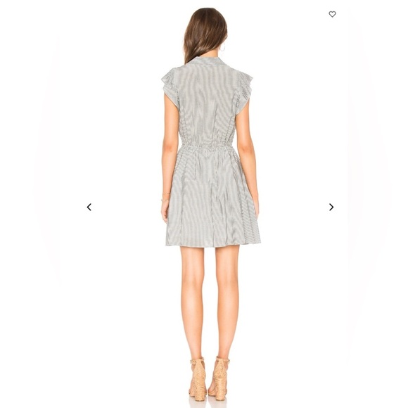 BCBGeneration Shirt Dress Size Medium White Grey Striped Flutter Sleeves Flowy - Picture 7 of 11